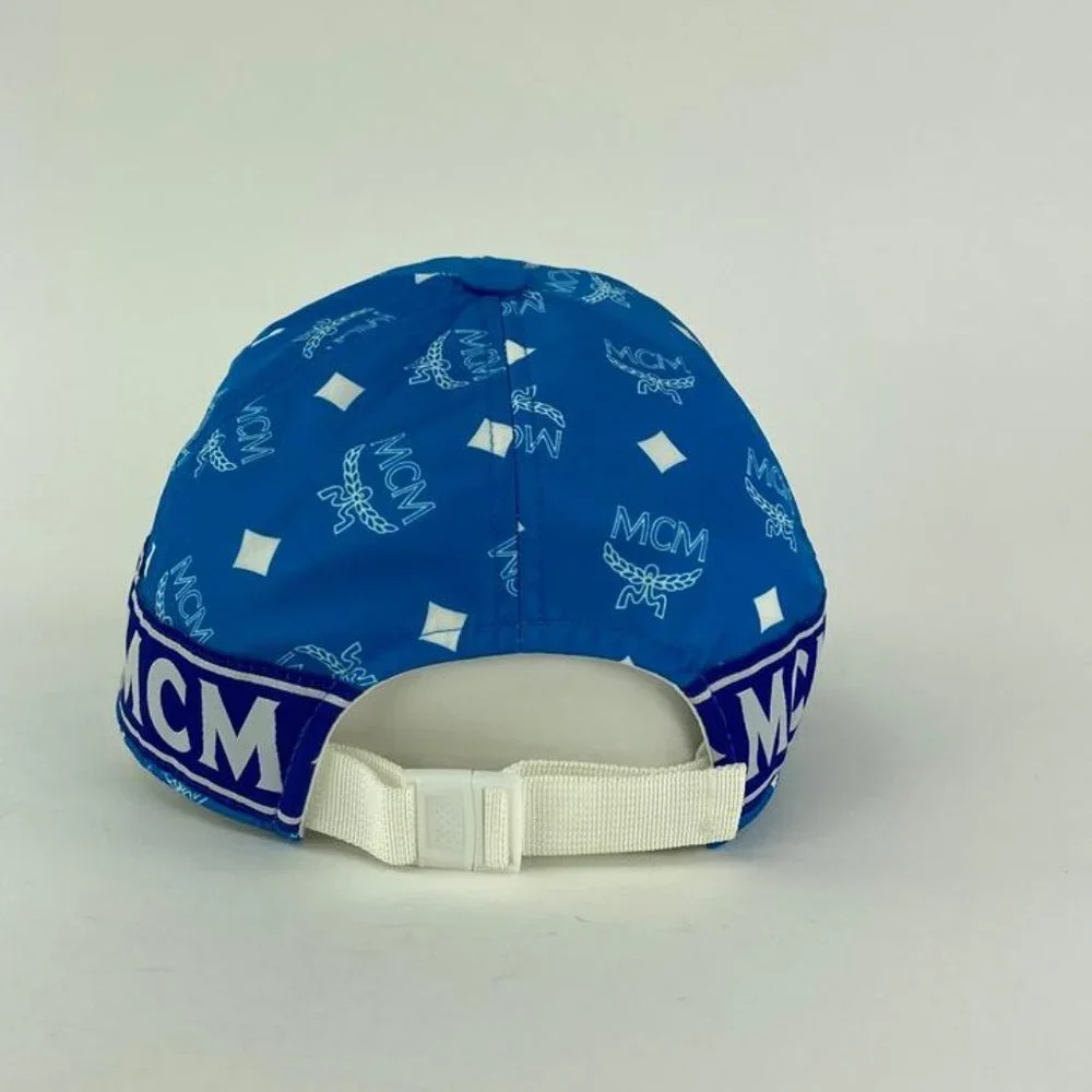 MCM Blue Monogram Visetos Log Baseball Cap Hat